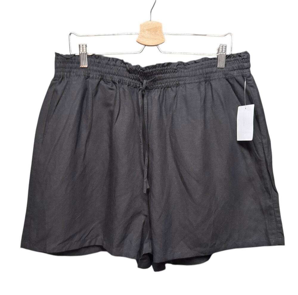 BLANKNYC Womens Black Linen Blend Shorts Pull On Elastic Waist Summer Casual XL